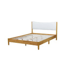 Letto in legno di gomma naturale matrimoniale con base a piattaforma e testiera imbottita in velluto Teddy
