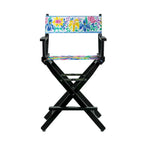 24 Sedia da Regista Telaio Nero-Fiori da Giardino - 23L x 19P x 39,5A
