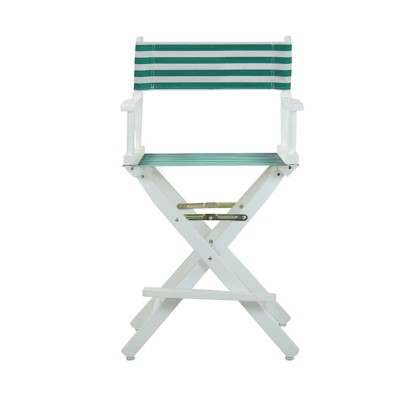 24 Sedia da Regista Telaio Bianco-Teal Cabana - 23W x 19D x 39.5H