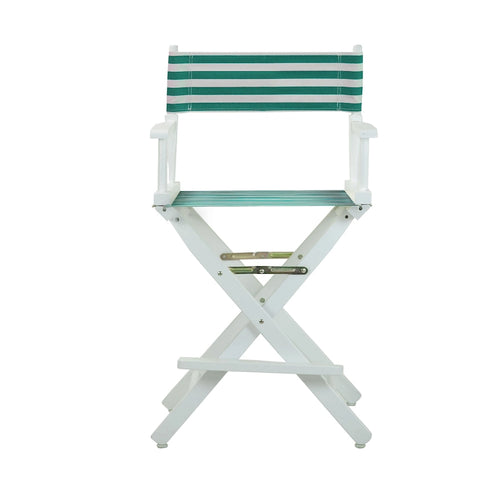 24 Sedia da Regista Telaio Bianco-Teal Cabana - 23W x 19D x 39.5H