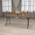 Tavolo per banchetto rettangolare pieghevole in legno da 6 piedi con piano con finitura trasparente – 72P x 30L x 30,25A