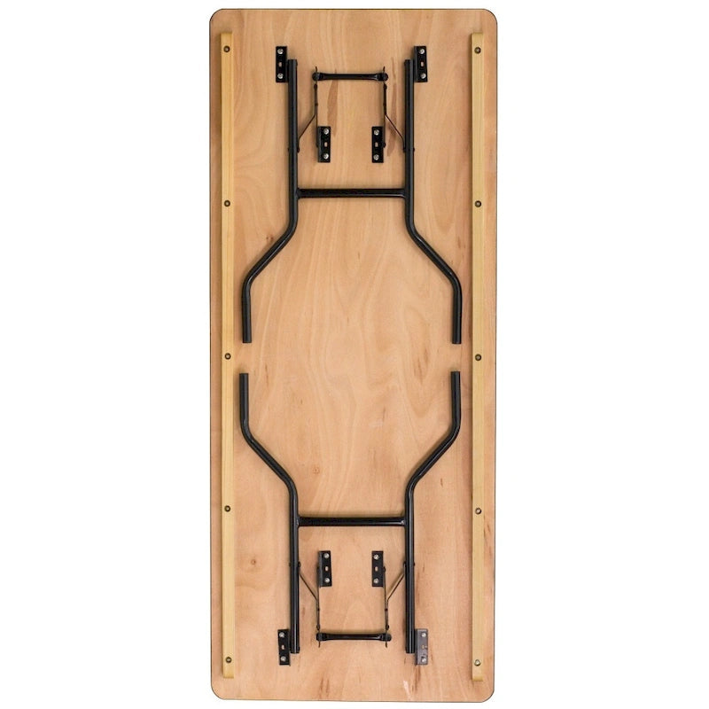 Tavolo per banchetto rettangolare pieghevole in legno da 6 piedi con piano con finitura trasparente – 72P x 30L x 30,25A