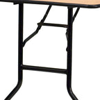 Tavolo per banchetto rettangolare pieghevole in legno da 6 piedi con piano con finitura trasparente – 72P x 30L x 30,25A