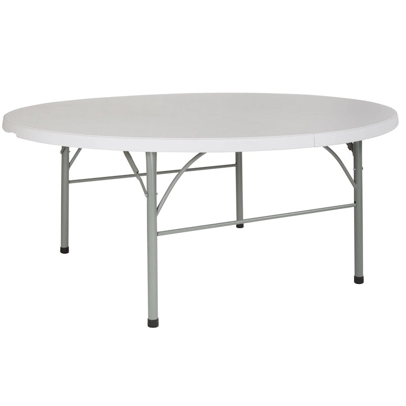 Tavolo Pieghevole da Evento Tondo in Plastica Bi-Fold da 1,80 m con Maniglia