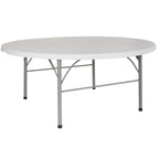 Tavolo Pieghevole da Evento Tondo in Plastica Bi-Fold da 1,80 m con Maniglia