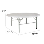 Tavolo Pieghevole da Evento Tondo in Plastica Bi-Fold da 1,80 m con Maniglia