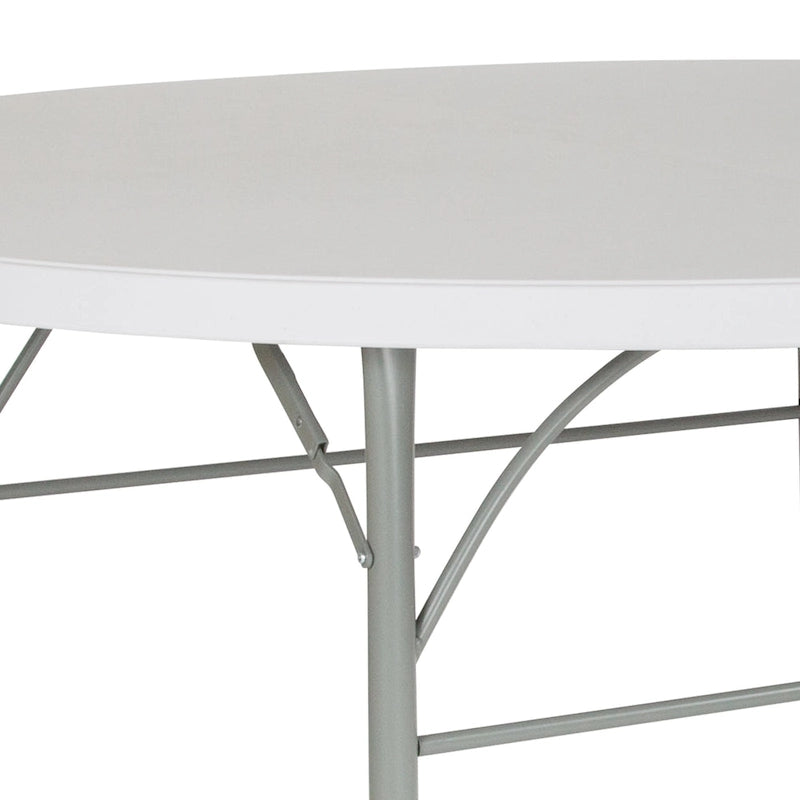 Tavolo Pieghevole da Evento Tondo in Plastica Bi-Fold da 1,80 m con Maniglia