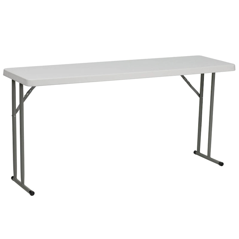 Tavolo da addestramento pieghevole rettangolare 18"L x 60"P in plastica granito bianca