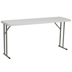 Tavolo da addestramento pieghevole rettangolare 18"L x 60"P in plastica granito bianca