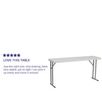 Tavolo da addestramento pieghevole rettangolare 18"L x 60"P in plastica granito bianca