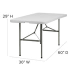 Tavolo pieghevole in plastica bianco granito a due ante 30W x 60L - Tavolo per banchetti