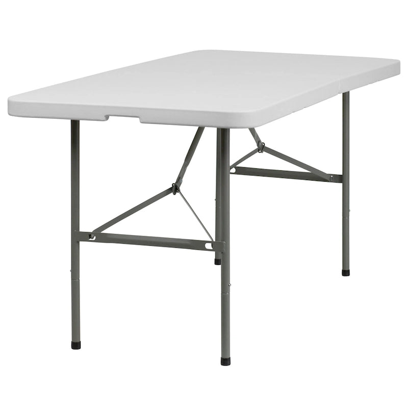 Tavolo pieghevole in plastica bianco granito a due ante 30W x 60L - Tavolo per banchetti