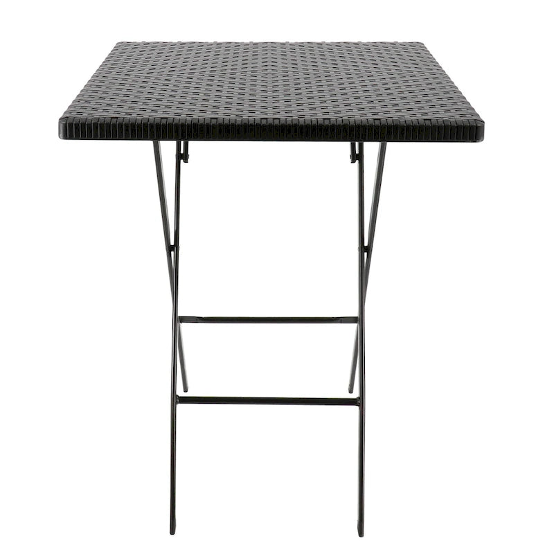 Tavolo quadrato pieghevole in rattan sintetico nero