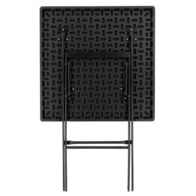 Tavolo quadrato pieghevole in rattan sintetico nero