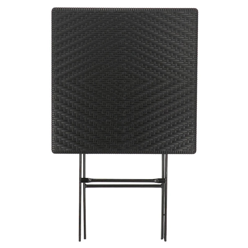 Tavolo quadrato pieghevole in rattan sintetico nero