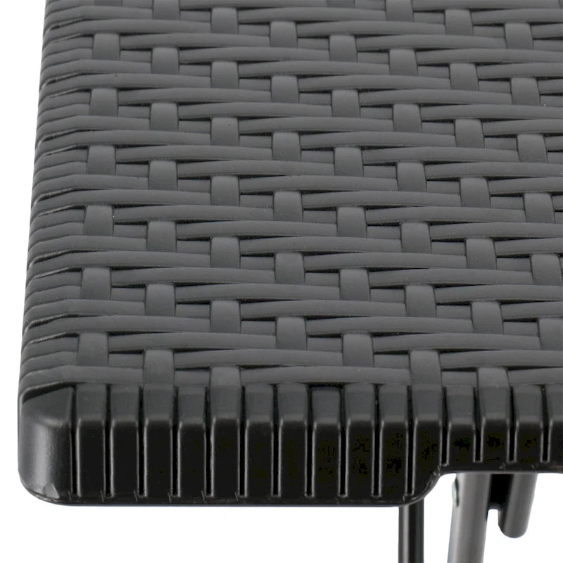 Tavolo quadrato pieghevole in rattan sintetico nero