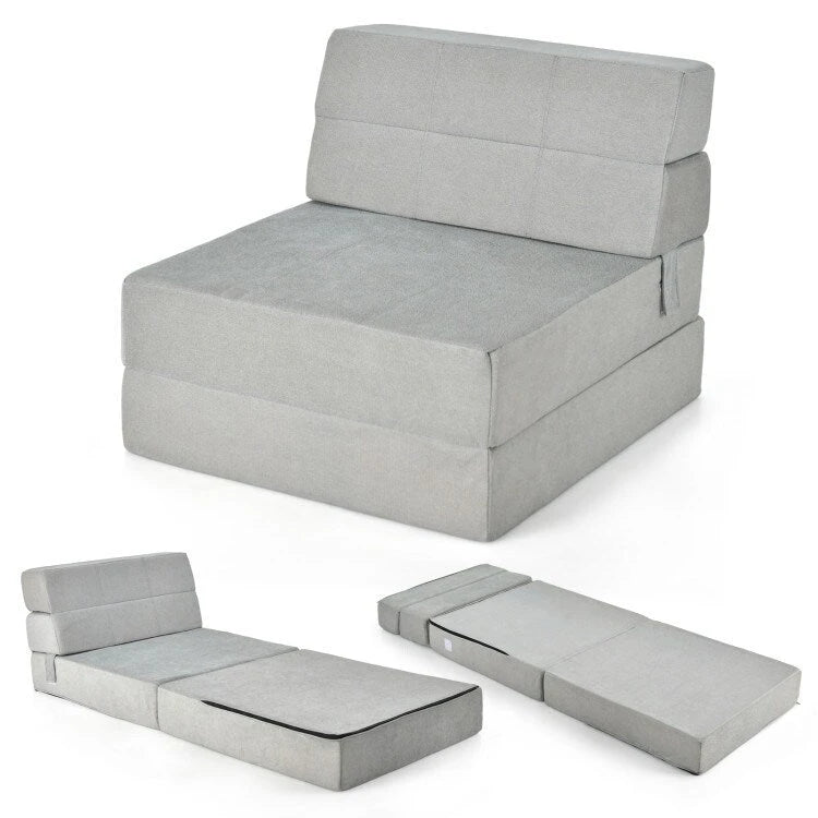 Sedia Pieghevole a Tre Ante Trasformabile in Letto - 75 x 28 x 6