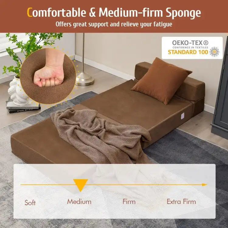 Sedia Pieghevole a Tre Ante Trasformabile in Letto - 75 x 28 x 6
