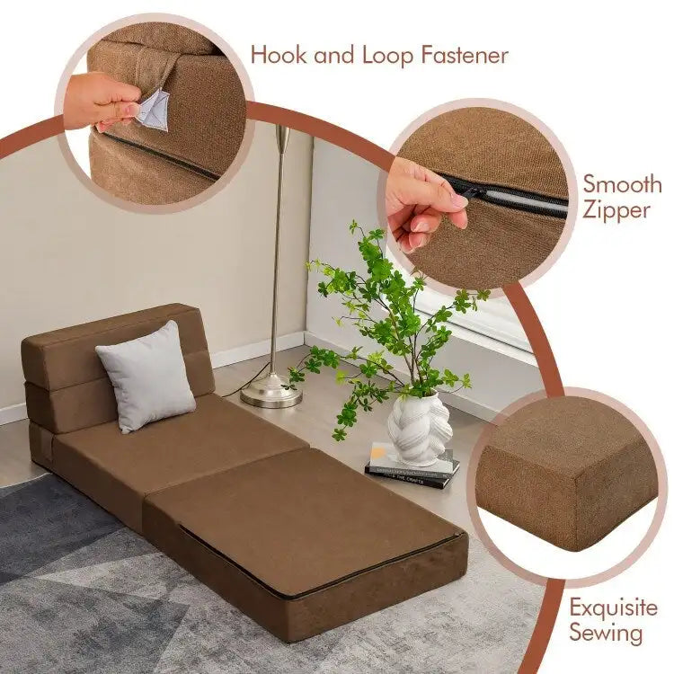 Sedia Pieghevole a Tre Ante Trasformabile in Letto - 75 x 28 x 6