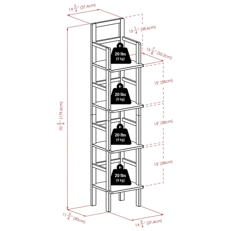 Scaffale da Panettiere, Stretto, Caffè - 37.39 x 35.20 x 179.50 cm