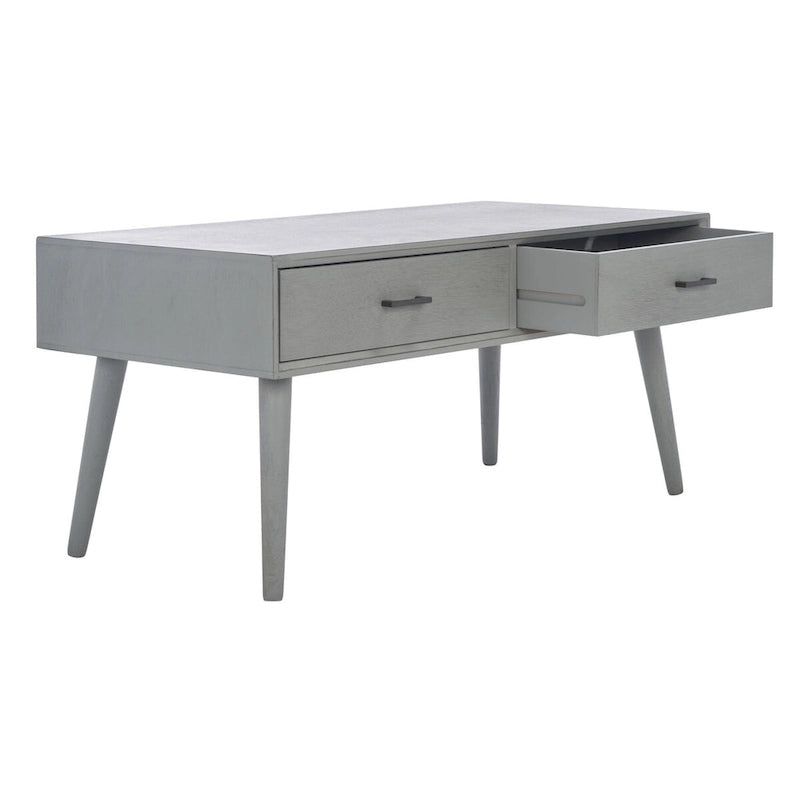 Tavolino da caffè a 2 cassetti Mid-Century - 37,8 L x 19 P x 17,8 H - 38Lx19Px18A