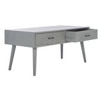 Tavolino da caffè a 2 cassetti Mid-Century - 37,8 L x 19 P x 17,8 H - 38Lx19Px18A