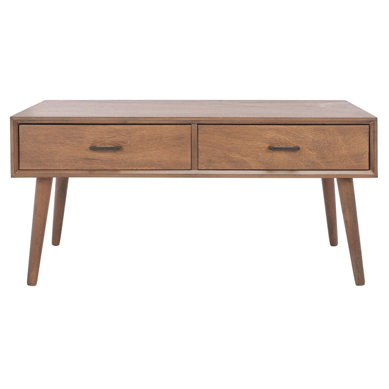 Tavolino da caffè a 2 cassetti Mid-Century - 37,8 L x 19 P x 17,8 H - 38Lx19Px18A