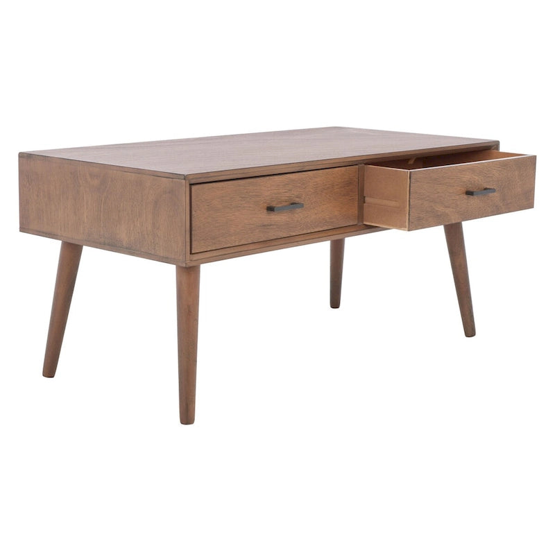 Tavolino da caffè a 2 cassetti Mid-Century - 37,8 L x 19 P x 17,8 H - 38Lx19Px18A