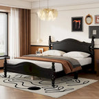 Letto a piattaforma stile retrò con supporto a doghe in legno