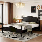 Letto a piattaforma stile retrò con supporto a doghe in legno