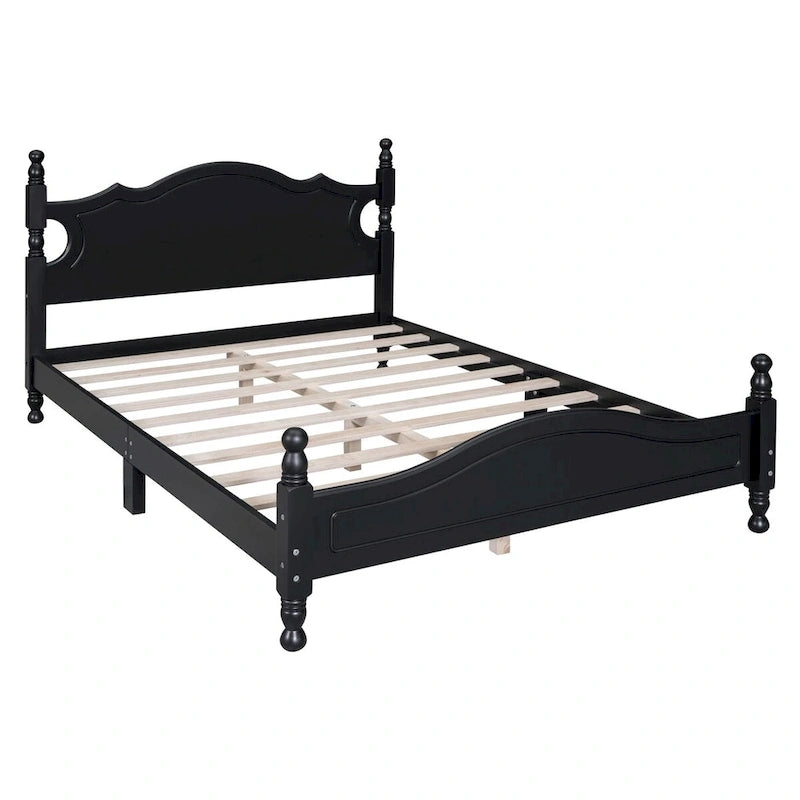 Letto a piattaforma stile retrò con supporto a doghe in legno