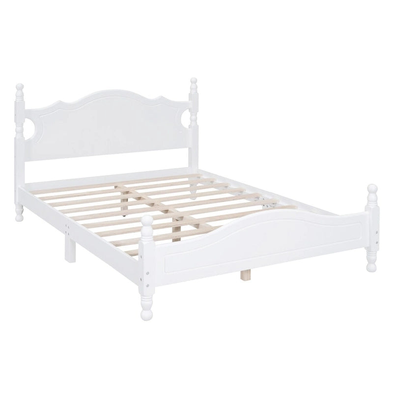 Letto a piattaforma stile retrò con supporto a doghe in legno