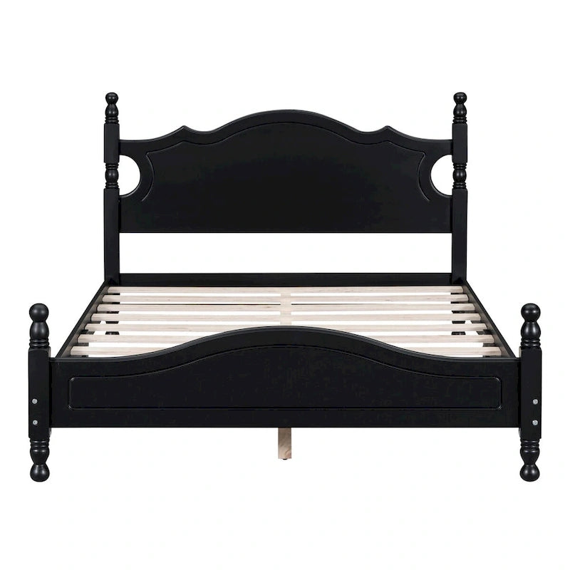 Letto a piattaforma stile retrò con supporto a doghe in legno