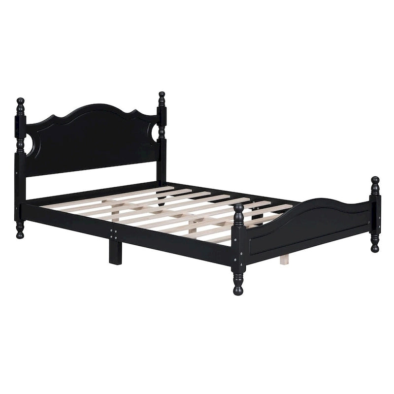 Letto a piattaforma stile retrò con supporto a doghe in legno