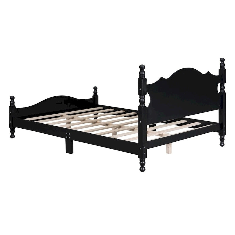 Letto a piattaforma stile retrò con supporto a doghe in legno