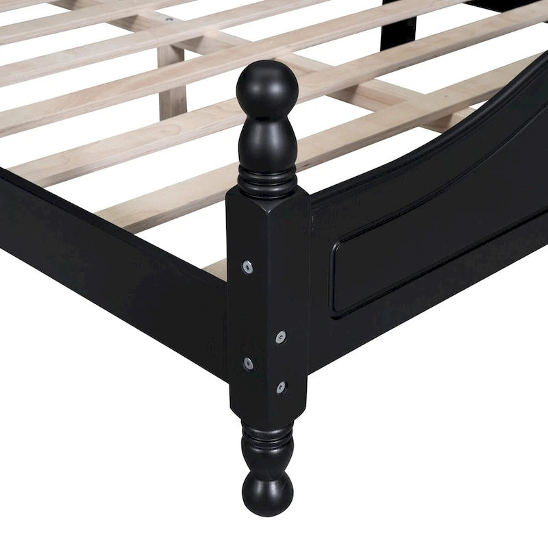 Letto a piattaforma stile retrò con supporto a doghe in legno