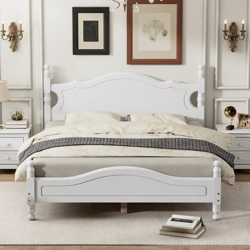 Letto a piattaforma stile retrò con supporto a doghe in legno