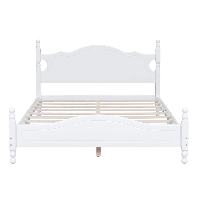 Letto a piattaforma stile retrò con supporto a doghe in legno