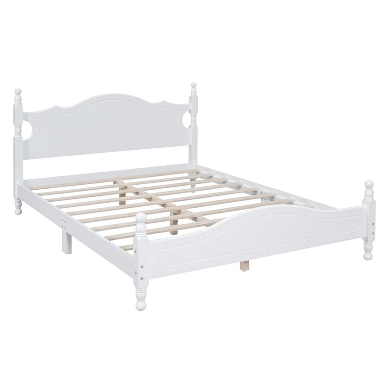 Letto a piattaforma stile retrò con supporto a doghe in legno