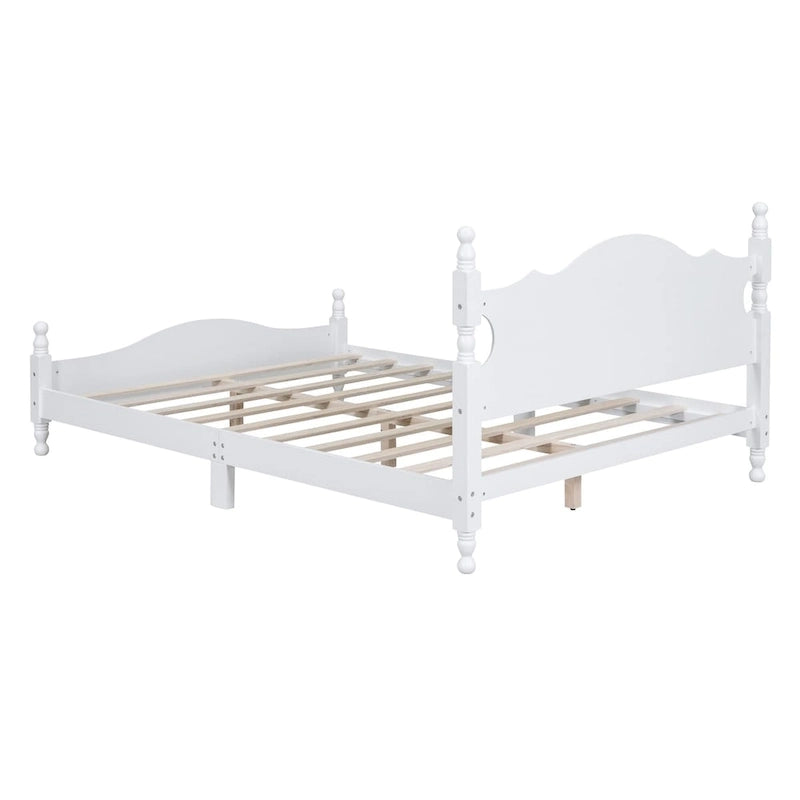 Letto a piattaforma stile retrò con supporto a doghe in legno