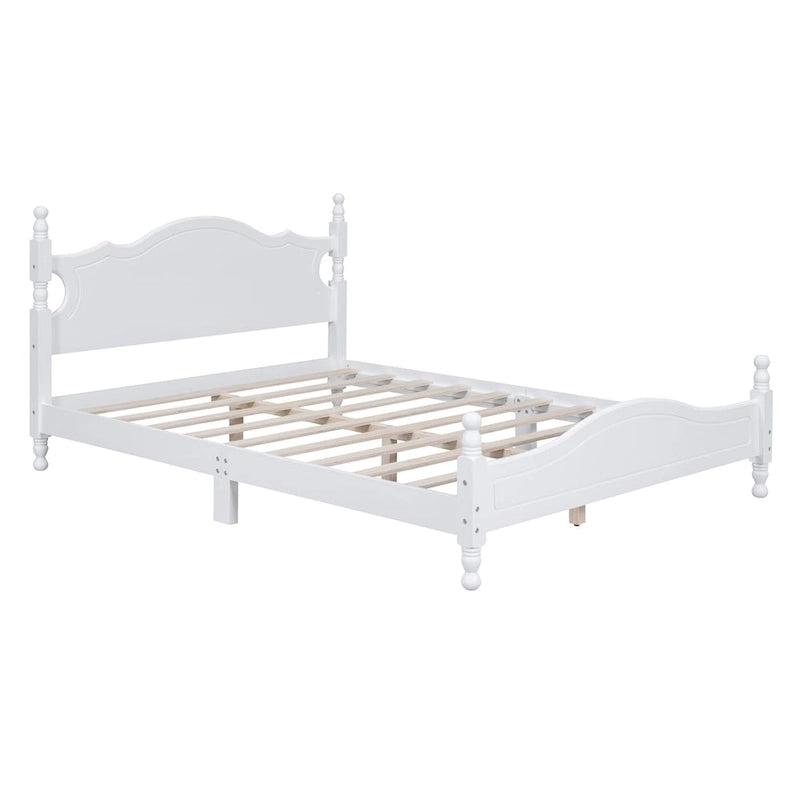 Letto a piattaforma stile retrò con supporto a doghe in legno
