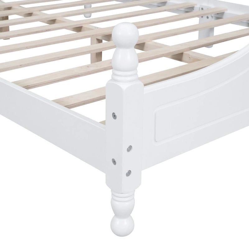 Letto a piattaforma stile retrò con supporto a doghe in legno