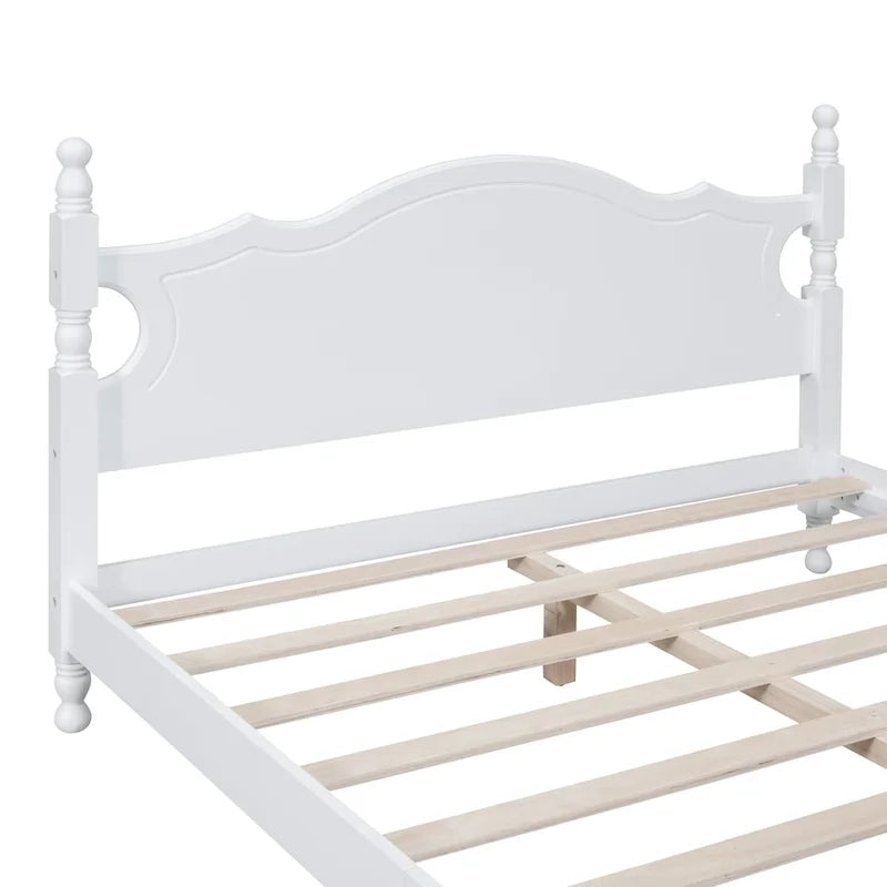 Letto a piattaforma stile retrò con supporto a doghe in legno