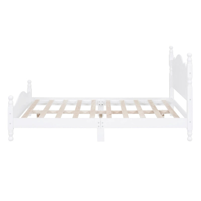 Letto a piattaforma stile retrò con supporto a doghe in legno