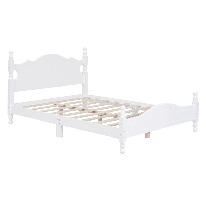 Letto a piattaforma stile retrò con supporto a doghe in legno