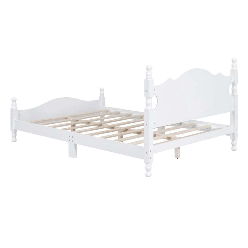 Letto a piattaforma stile retrò con supporto a doghe in legno