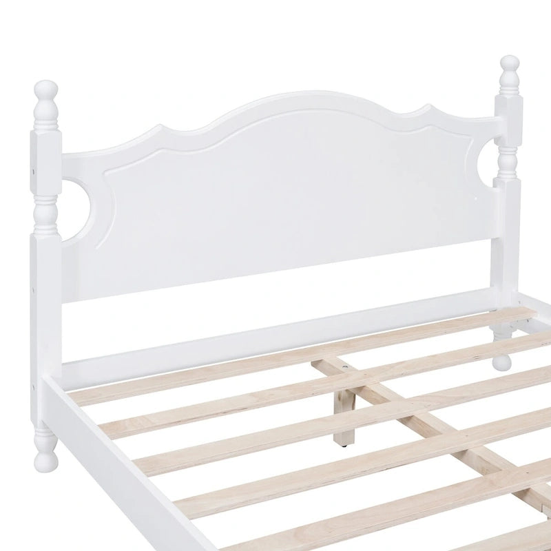 Letto a piattaforma stile retrò con supporto a doghe in legno