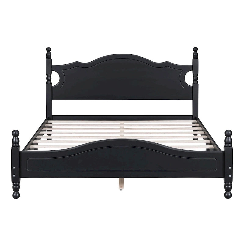 Letto a piattaforma stile retrò con supporto a doghe in legno