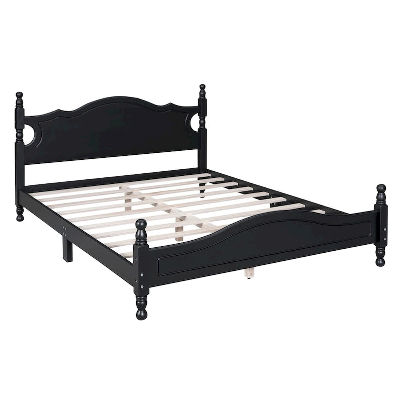 Letto a piattaforma stile retrò con supporto a doghe in legno