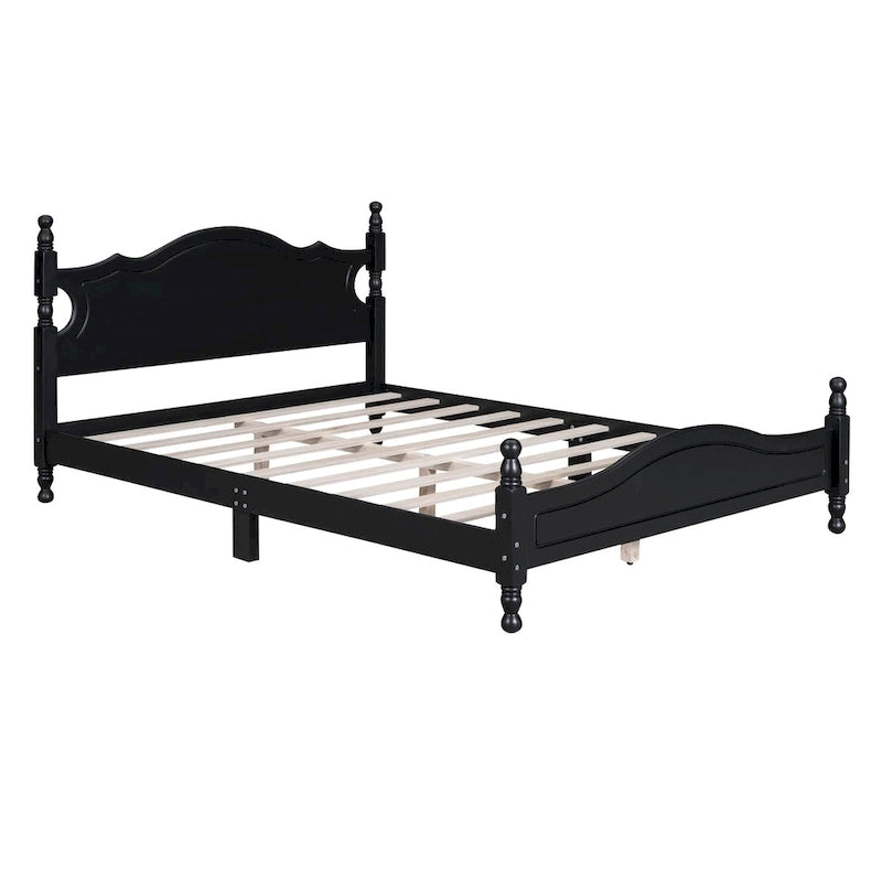 Letto a piattaforma stile retrò con supporto a doghe in legno